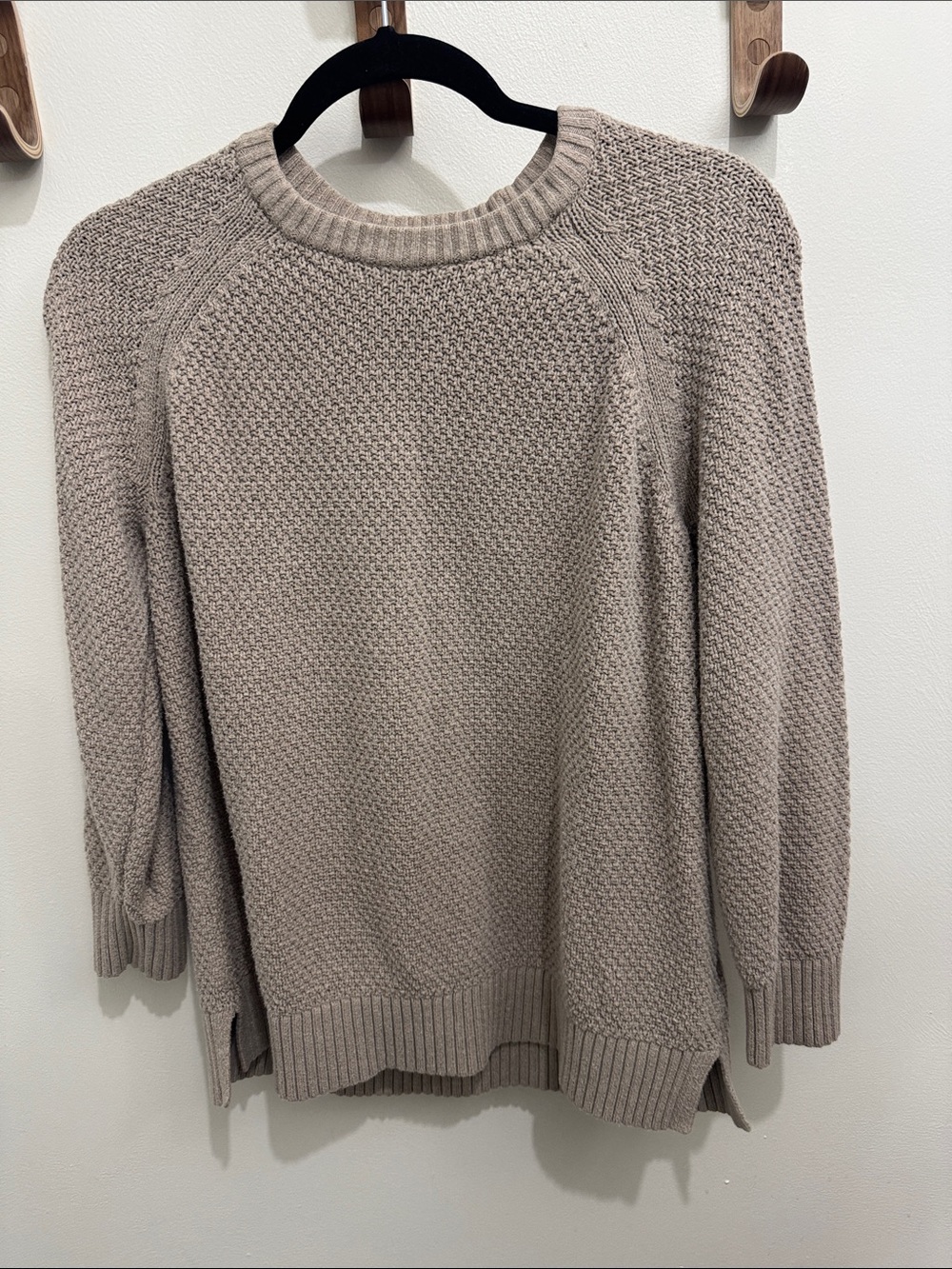 Old Navy Taupe Crewneck Textured Knit Sweater